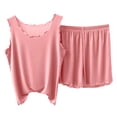 thumbnail image 5 of ylioge Short Pajama Sets for Women 2 Piece Lightweight Solid Color Sleeveless Tank Tops Wide Leg Shorts Breathable Sleepwear Homewear Pajamas Outfits, 5 of 5