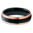 thumbnail image 2 of Tungsten Wedding Band Rose Gold Tungsten Carbide Ring Black Tungsten Band 6mm Tungsten Comfort Fit, 2 of 3