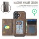 thumbnail image 3 of Case For IPhone 16 Funda Protectora RFID de 6,1" con Ranuras para 7 Tarjetas Magsafe, Soporte 2 en 1, Funda Protectora de Cuero Desmontable a Prueba de Golpes, Café, For IPhone 16, 3 of 7