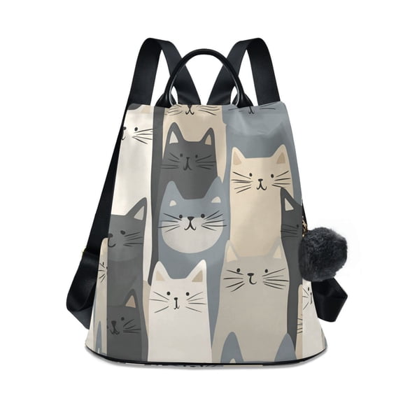 FORMRS Women's Travel Backpack Purse Anti-Theft Hidden Pockets Casual Shoulder Bag, Blue Cute Cats