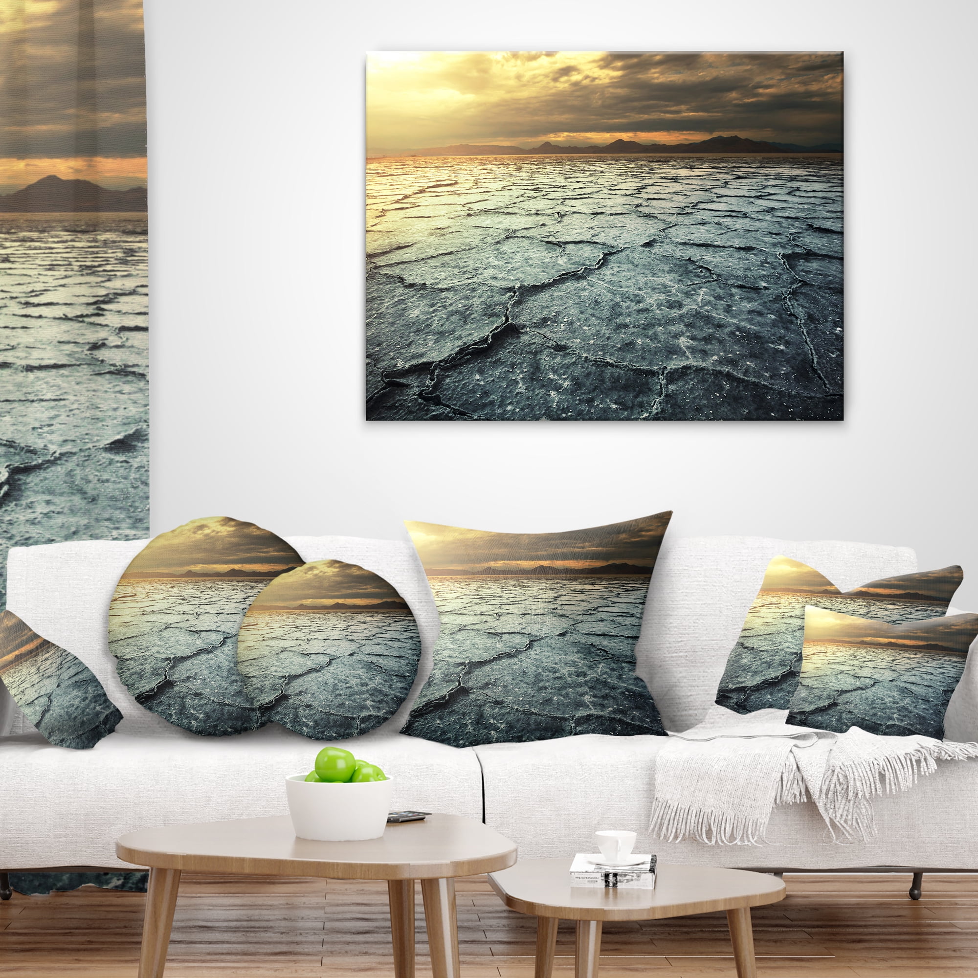 Designart Dark Drought Land under Cloudy Sky - Landscape Wall Throw Pillow - 16x16