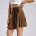 thumbnail image 4 of USSUMA Women'S Skirts Midi Skirt Solid Color High Waist Tie Mid-Calf Skirt Leisure Dress Breathable Skirt Climbing Brown Skirt for Women L, 4 of 6