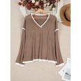 thumbnail image 3 of Plus Size Women Casual Sweater - Soft & Comfy Long Sleeve V-Neck Trendy Drop Shoulder, 3 of 10
