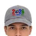 thumbnail image 2 of YiFudd Cartoon Adjustable Washed Cotton Cup26 Soccer Fan USA CAN MEX Design Baseball Cap,Unisex,Gray, 2 of 5