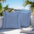 thumbnail image 5 of Blue Navy Striped Outdoor Pillow Covers Set of 2 Fabric Texture Ocean Vintage Style Waterproof Throw Pillow Case Decorative Square Cushion Cover for Patio Couch Garden Balcony, 18"x18", 5 of 9