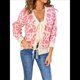thumbnail image 1 of Cárdigan de Punto con Estampado de Leopardo y Lazo para Mujer, Larga, Cuello Redondo, Abertura Frontal, Informal, Holgado, para Exteriores. Rosa XL, 1 of 10