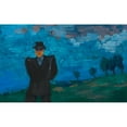 thumbnail image 2 of Karl Wiener 14x11 Black Ornate Wood Framed Double Matted Museum Art Print Titled: Without Title (Man with Black Suit and Hat in Landscape) (1943), 2 of 5