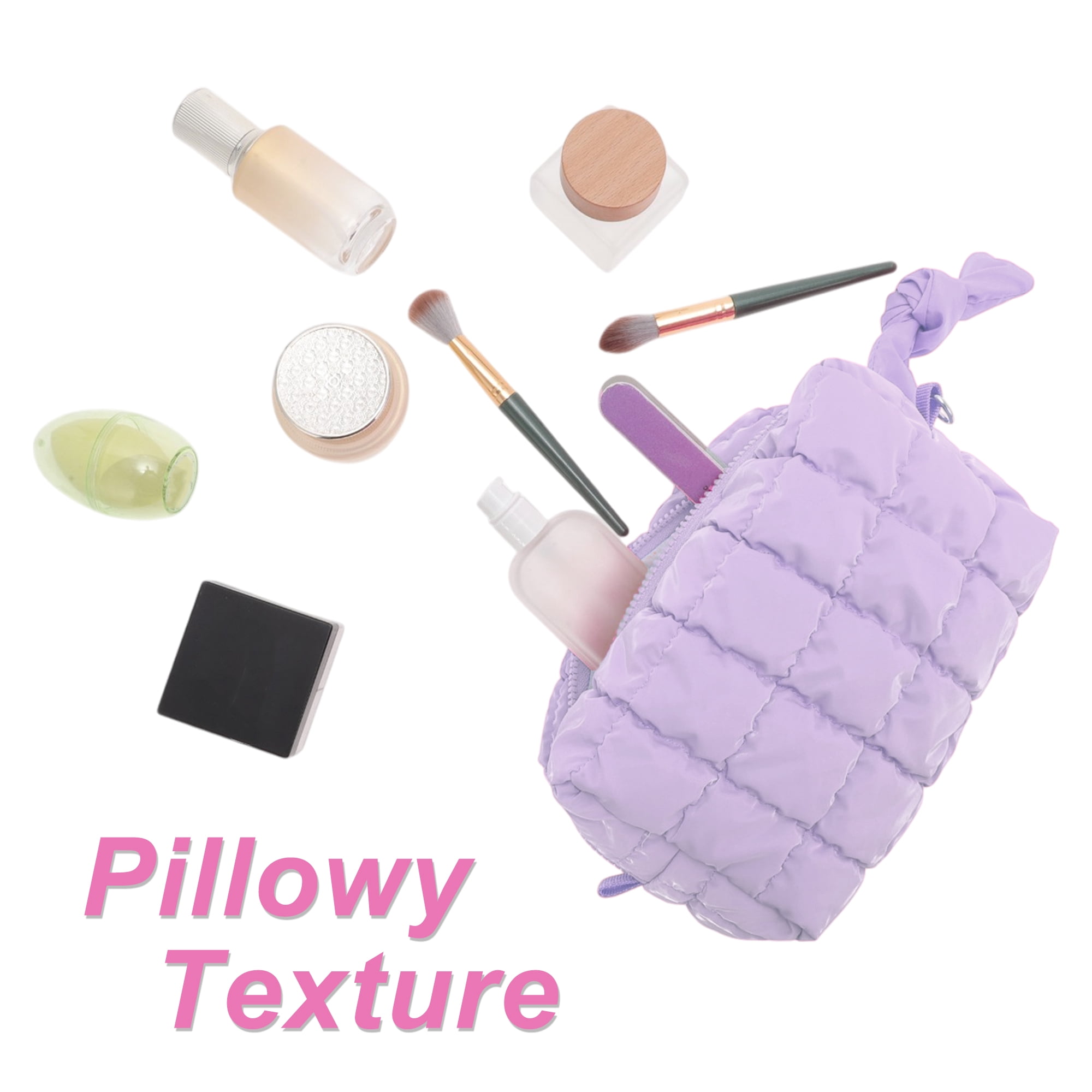 Unique Bargains Quilted Cosmetic Organizer for Women Purple