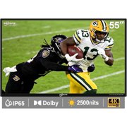 55" 4K Outdoor Google TV, 2500nits High Brightness Weatherpoof TV, IP65 Waterproof TVs, Outdise TV with Voice Assistant Remote, Compatible with Dolby, Outdoor TVs Family Patios, Sports, Parties