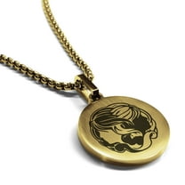 Stainless Steel Gemini Zodiac (Twins) Round Medallion Pendant Necklace