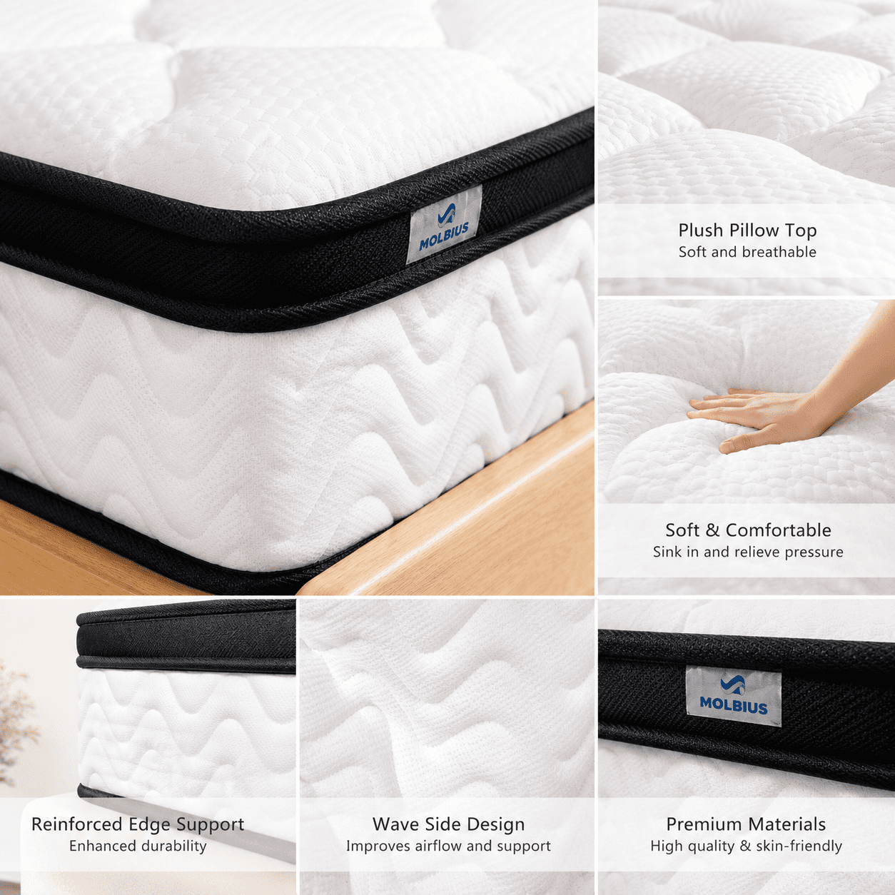 Full Mattress, 10 Inch Hybrid Mattress in a Box, Gel Memory Foam Mattress, Individually Wrapped Pocket Coils Innerspring Mattress, Support & Pressure Relief, Medium Firm Feel, 54"*75"