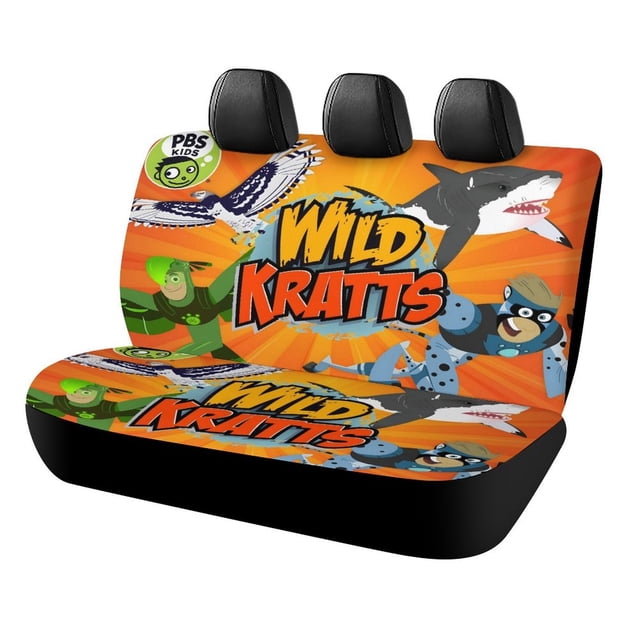 Kratts Salvajes-theme Car Rear Seat Covers Back Elastic Flexible Car Seat Covers Decorative Fits Most Cars 120x59x76cm