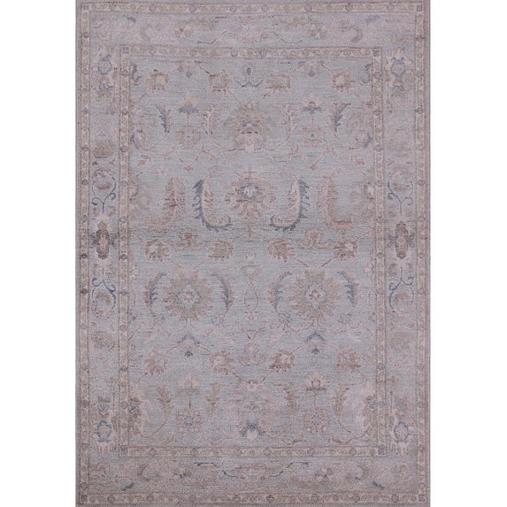 Ahgly Company Indoor Rectangle Mid-Century Modern Silver Pink Oriental Area Rugs, 6' x 9'