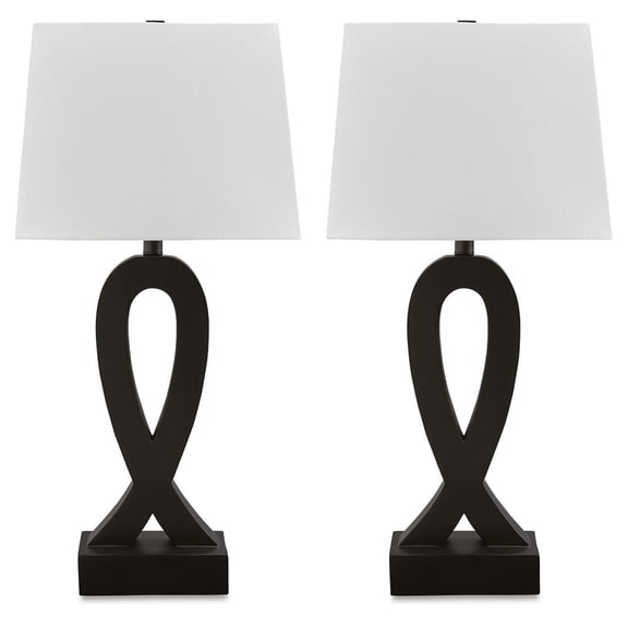 Signature Design by Ashley Markellton Modern Sculptural Table Lamps - Set of 2, Black