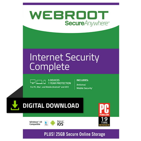 Webroot Internet Security Complete + Antivirus | 5 Devices | 1 Year | PC (Best Antivirus And Internet Security)