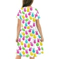 thumbnail image 5 of Fjofpr Girls Clothes Clearance under $10 Toddler Kids Girls Print Short Sleeve Stretchy Dress A Line Dress（4-14Years）, 5 of 6