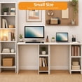 thumbnail image 6 of 31.5 " Modern Home Office Desk with 2 Compartments, Wood Computer desk for Small Space,White, 6 of 9