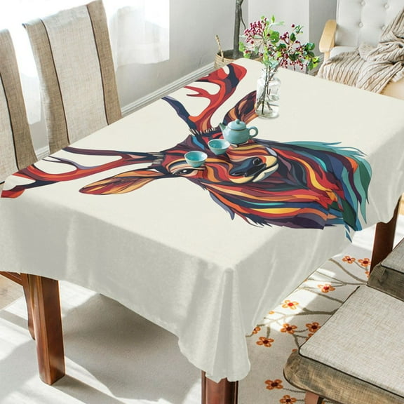 BZSMCE Square Tablecloth Colorfull Deer Pattern Pattern Tableclothes