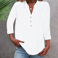 thumbnail image 2 of Womens Tops Loose Button Down Shirt Stand Collar Solid Color Long Sleeve Casual Top Soft Cotton Linen Fabric Daily Matching 25X20X3Cm 3Xl Sweaters For Women, 2 of 7