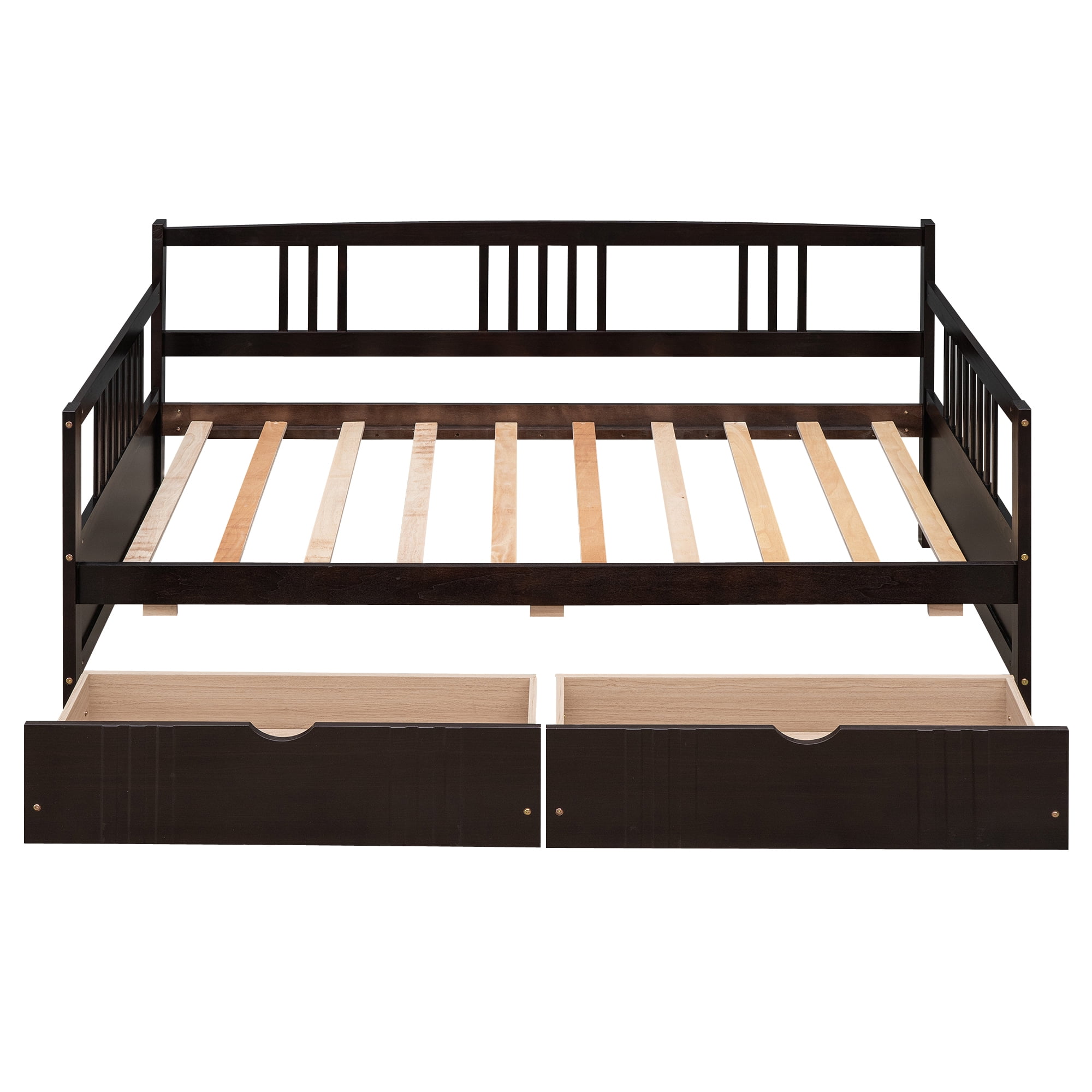 Aukfa Daybed with 2 Storage Drawers, Wood Twin Daybed Frame for Kids Guests Sleepovers, Espresso