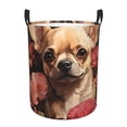 thumbnail image 1 of Naloa Panier à Linge Rond Imprimé Fleurs Rouges Vintage Chihuahua, Rangement de Jouets pour Chambre d'Enfants, Rangement de Jouets-Moyen, 1 of 6