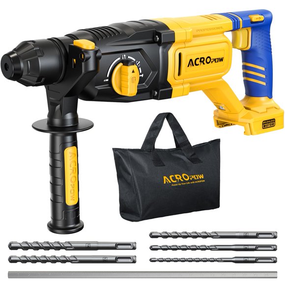SDS-Plus Cordless Rotary Hammer Drill for Dewalt 20V Batteryï¼Brushless Motor, Safety Clutch, 4 Functions, LED Light with Vibration Control, 5 Drills with Carry Bag(No Battery)