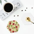 thumbnail image 4 of Naloa Cherries and Ladybirds Leather Coasters for Drinks, Durable Drink Coasters 4 Set for Tabletop Protection, Luxurious Home Décor and Housewarming Gift ( {designName})Hexagon, 4 of 6