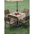 thumbnail image 4 of Outdoor Tablecloths with Umbrella Hole & Zipper, Texas Star Vintage 54x54 Inch Square Tablecloths, Red Berry Retro Art Farmhouse Waterproof Table Cloth, Patio/Pool/Picnic Table Covers, 4 of 8