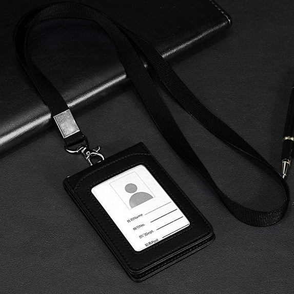 Unisex Solid Color Card Holder Neck Strap with Lanyard Badge Holder Staff Identification Card Bus ID Holders Credit Card Holder