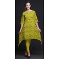 thumbnail image 5 of Bimba Yellow Berries & Leaves Printed Asymmetrical Kurti Tops for Women Indian Summer Dress Tunic Medium, 5 of 6