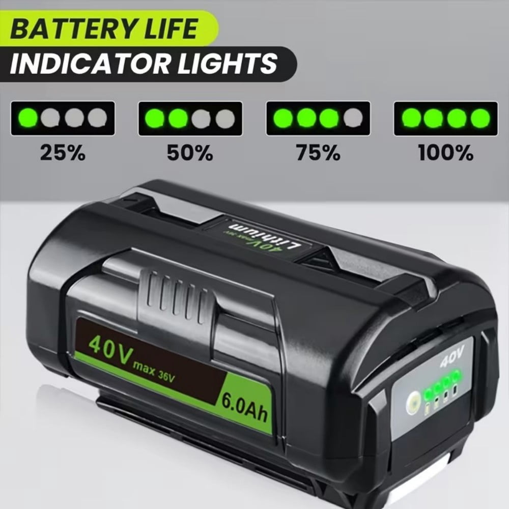 2-Pack 6.0Ah Replacement for Ryobi 40V Battery Compatible with Ryobi 40 Volt Lithium Battery OP4050 OP4060 OP4040 OP4020