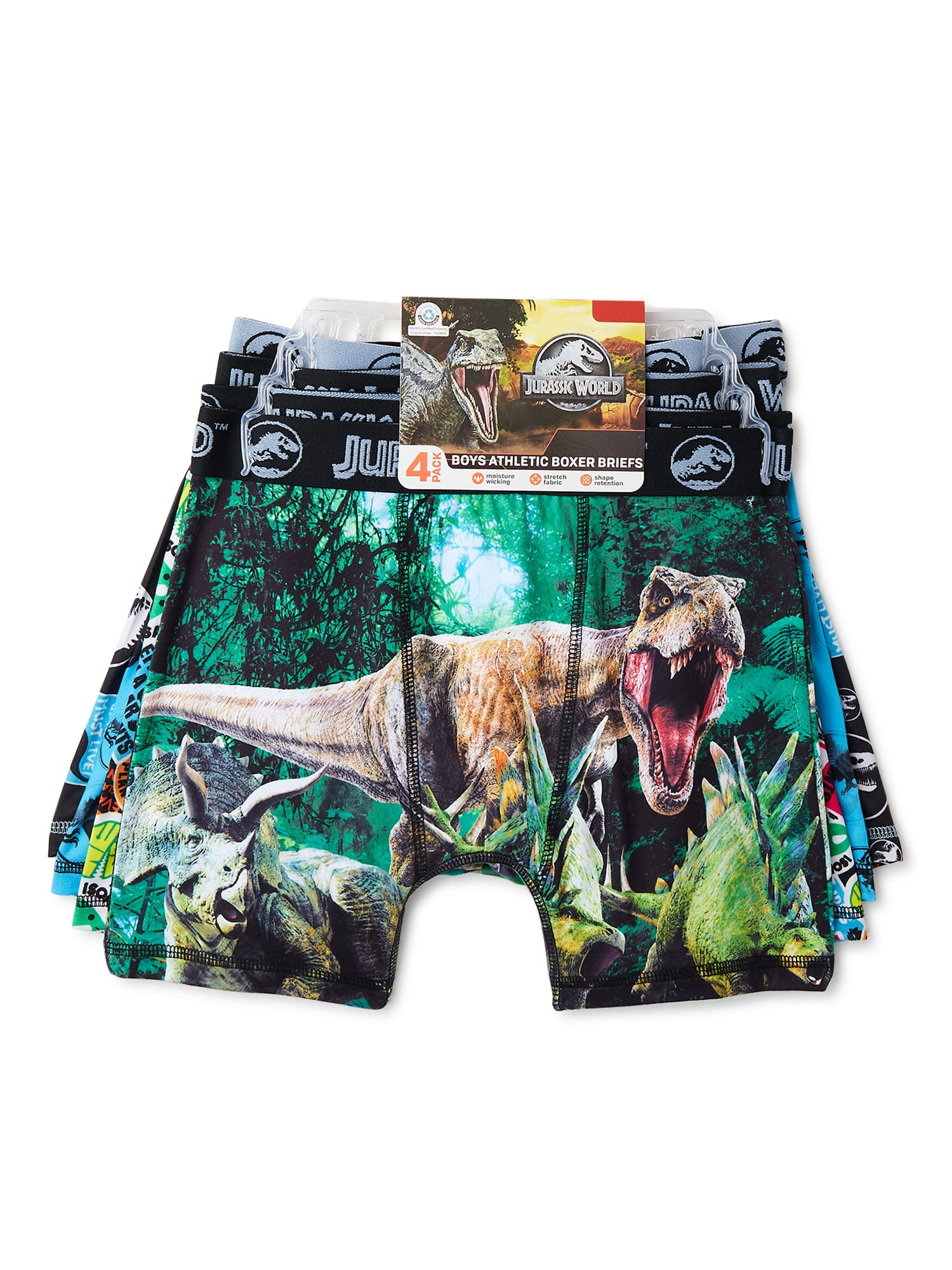 Jurassic Park Boys’ Boxer Briefs, 4-Pack, Sizes 4-10