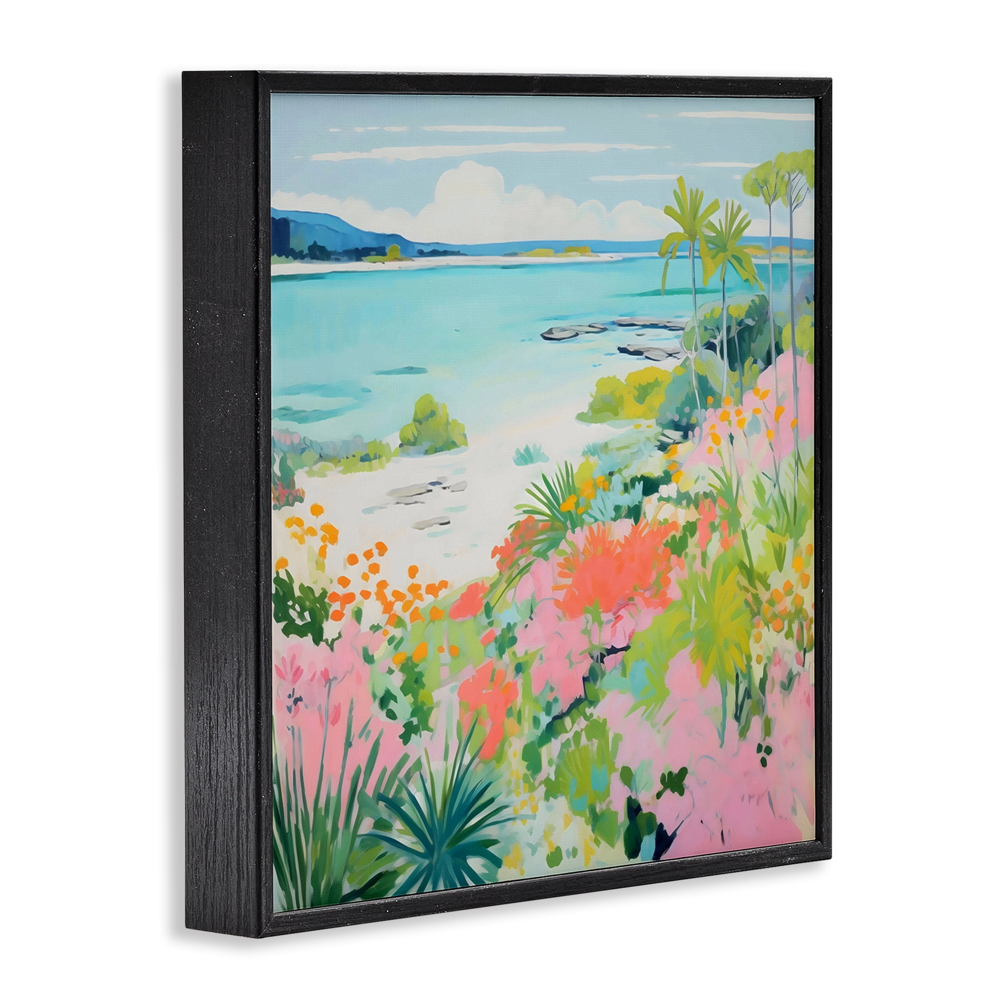 Stupell Industries Tropical Coast Blooming Shoreline Black Framed Giclee Art, design by Creative Studio