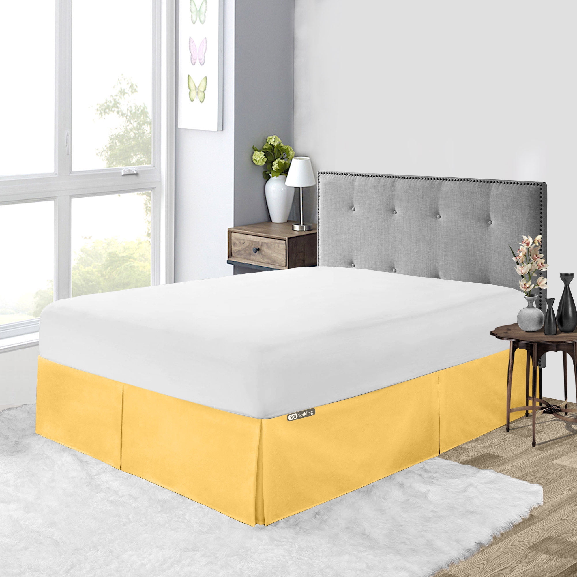 SGI Bedding 18" Drop Olympic Queen Size Golden Solid Bed Skirt Split