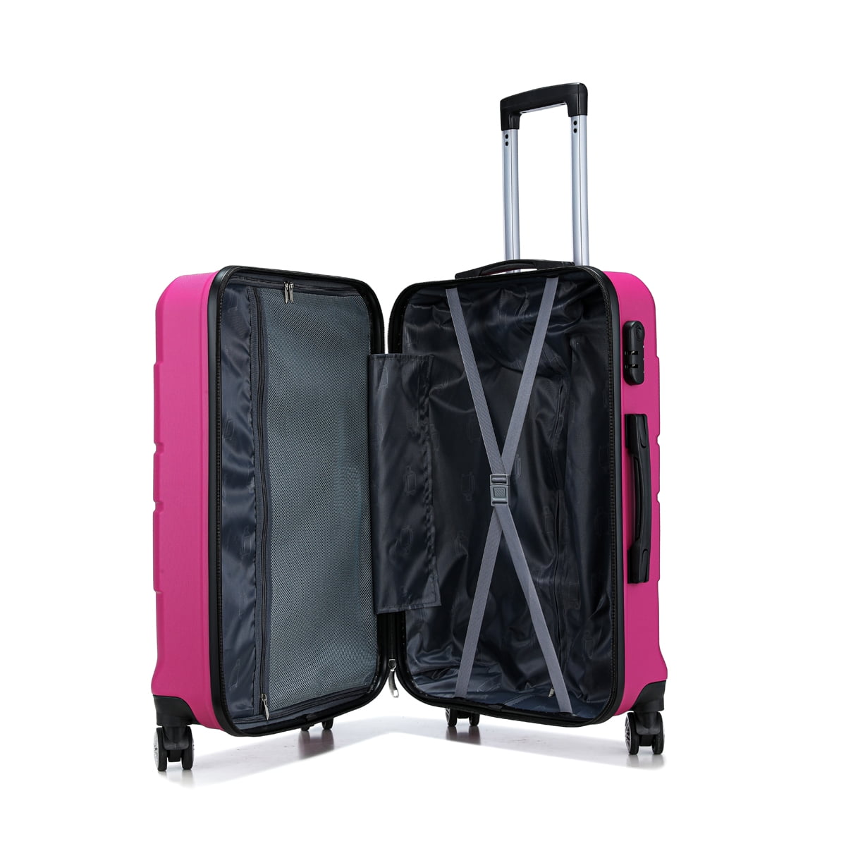 Alex Vando 22" 3 Piece Hardside Spinner Carry On Travel Luggage Set, Rose Red