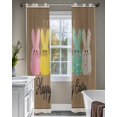 thumbnail image 4 of Easter Sheer Curtains 84 Inch Length 2 Panels Set for Living Room/Bedroom, Colorful Bunny Spring Cartoon Cute Rabbits Brown Kitchen Curtains Grommet Semi-Sheer Curtains Window Treatments 42"x84"x2, 4 of 7