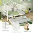 thumbnail image 6 of Infans Twin House Bed with Trundle with Roof and Fence Rails Wooden Platform Bed Frame, 6 of 7