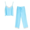 thumbnail image 5 of cfhntfmh 2 Piece Pajama Sets for Women Lace Trim Sleepwear Soft Camisole Capri Pants Ribbed Knit Pjs Nightwear Sets, 5 of 7