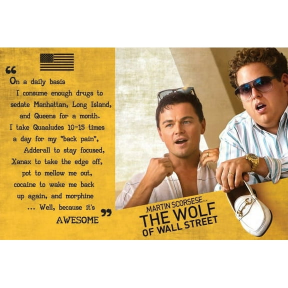 Rolled Poster Wolf of Wall Street Quote 36" x 24" Framed Poster