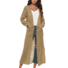 Women Floor Length Open Front Drape Cardigan Lightweight Long Sleeve Maxi  Duster with Pockets,Thin Cable Knit Long Sweater Coats Outerwear  Lightweight Duster Sweater,S-2XL Khaki 