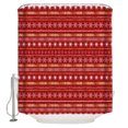 thumbnail image 2 of Christmas, Waterproof Fabric Shower Curtain, Boho Red Gold Geometric Stripes Dots Shower Curtain for Bathroom Curtains Bathtubs Hotel Washable Shower Curtains with 12 Hooks Extra Long 72x96, 2 of 6