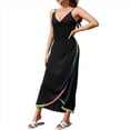 thumbnail image 1 of Vestido Cruzado Sin Mangas con Escote en V y Espalda Abierta para Mujer con Ribete en Contraste Negro S, 1 of 10