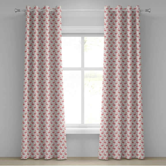 Ambesonne Flamingo Grommet Curtain, Exotic Fantasy Fauna, 50" x 120", Beige Dark Coral Purple