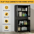 thumbnail image 5 of Garvee File Cabinets with 2 Drawers, 70.9" Large Metal Storage Cabinet W/Glass Doors & Adjustable Shelves for Office, Home, School, Garage, Black, 5 of 8