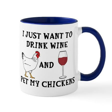 

CafePress - Chickens And Wine - 11 oz Ceramic Mug - Novelty Coffee Tea Cup