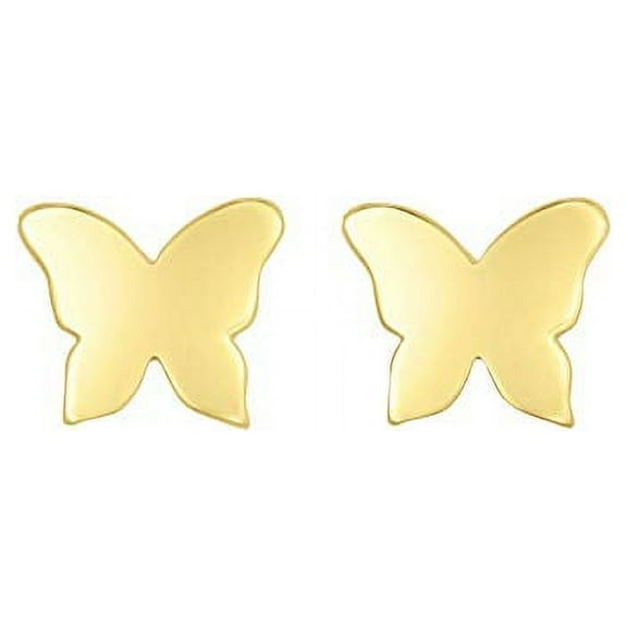JewelStop 14K Yellow Gold 5.6x6.5mm Polished Post Butterfly Earrings with Push Back Clasp