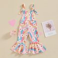 thumbnail image 5 of Douhoow Toddler Baby Girl Floral Jumpsuits Romper Baby Daisy Print Overalls Straps Bell Bottom Flare Pants, 5 of 9