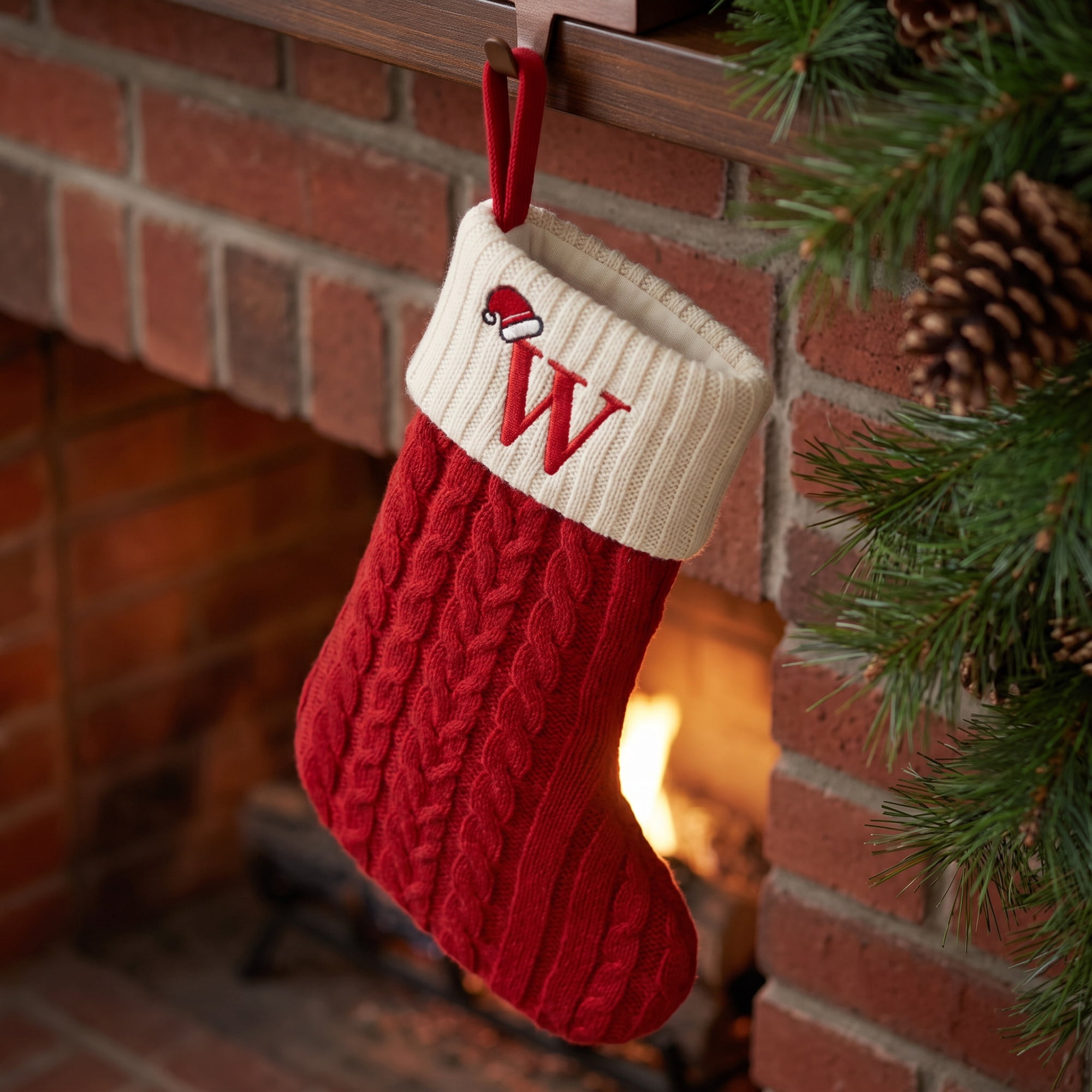 Unique Bargains Cartoon Christmas Luxury Grand Hearth Accent Stocking Letter W 8"