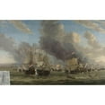 thumbnail image 2 of Reinier Nooms 18x13 Gold Ornate Wood Frame and Double Matted Museum Art Print Titled - The Battle of Livorno (1653 - 1664), 2 of 4