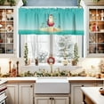 thumbnail image 2 of Christmas Valances for Windows Santa Claus Beach Christmas Kitchen Curtain Valances Rod Pocket Merry Christmas Blue Window Curtain Treatment Curtains Seasonal Valance Christmas Decor, 54x18 Inch, 2 of 6
